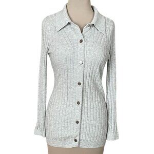 White House Black Market Women's Heather Grey Cardigan Sweater, Size XS   EUC